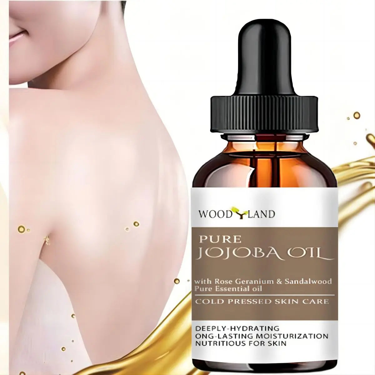 PURE JOJOBA OIL with Rose Geranium Sandalwood IMPROVE SKIN DRYNESS MOISTURIZING AND REPAIRING