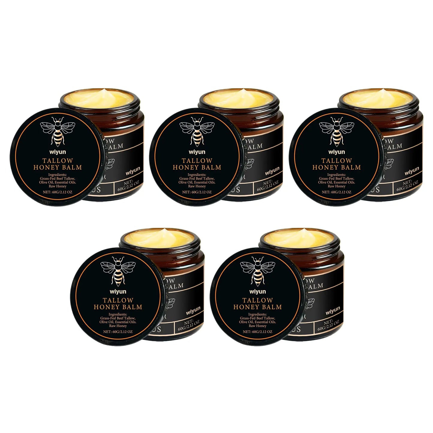 Organic Grass Fed Beef Tallow Balm Raw Honey Moisturizing Soft Improve Elasticity Long-Lasting Smooth Hydrating Cream Skin Care