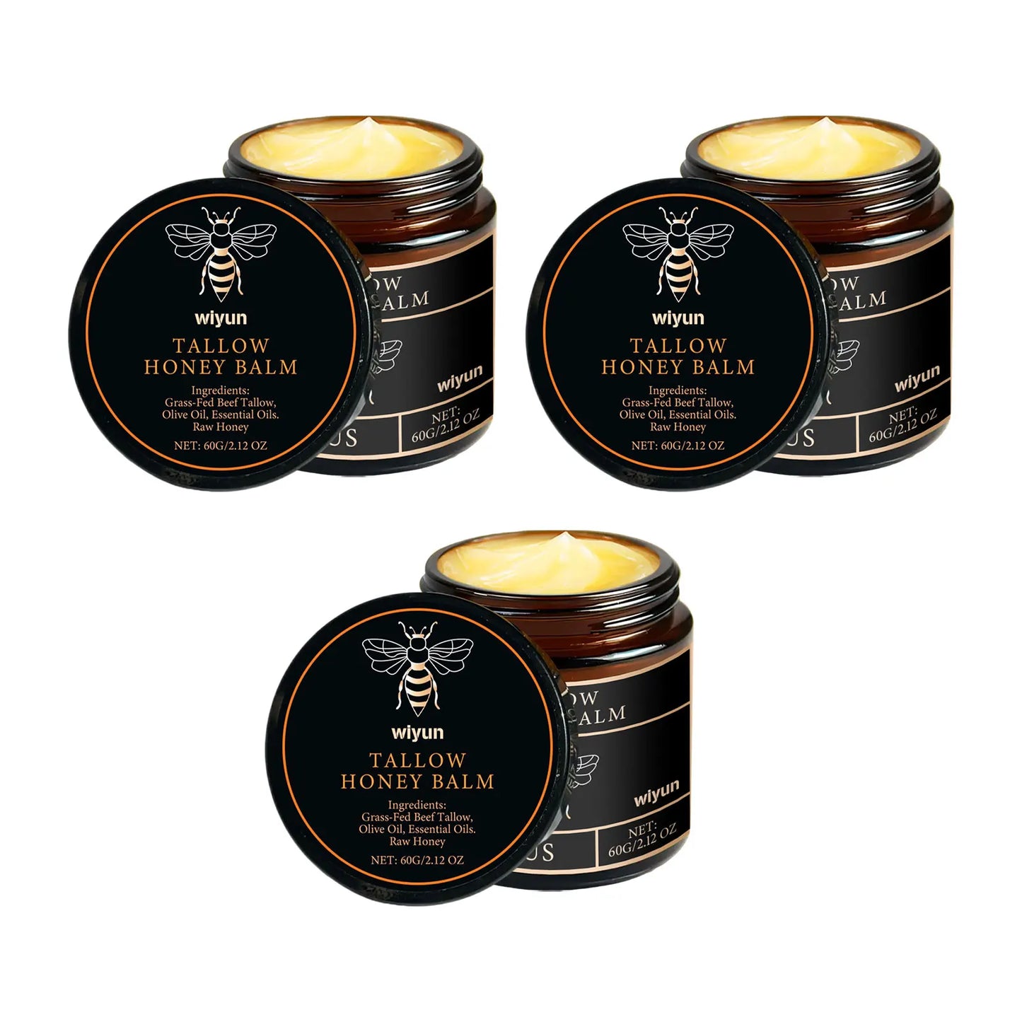Organic Grass Fed Beef Tallow Balm Raw Honey Moisturizing Soft Improve Elasticity Long-Lasting Smooth Hydrating Cream Skin Care