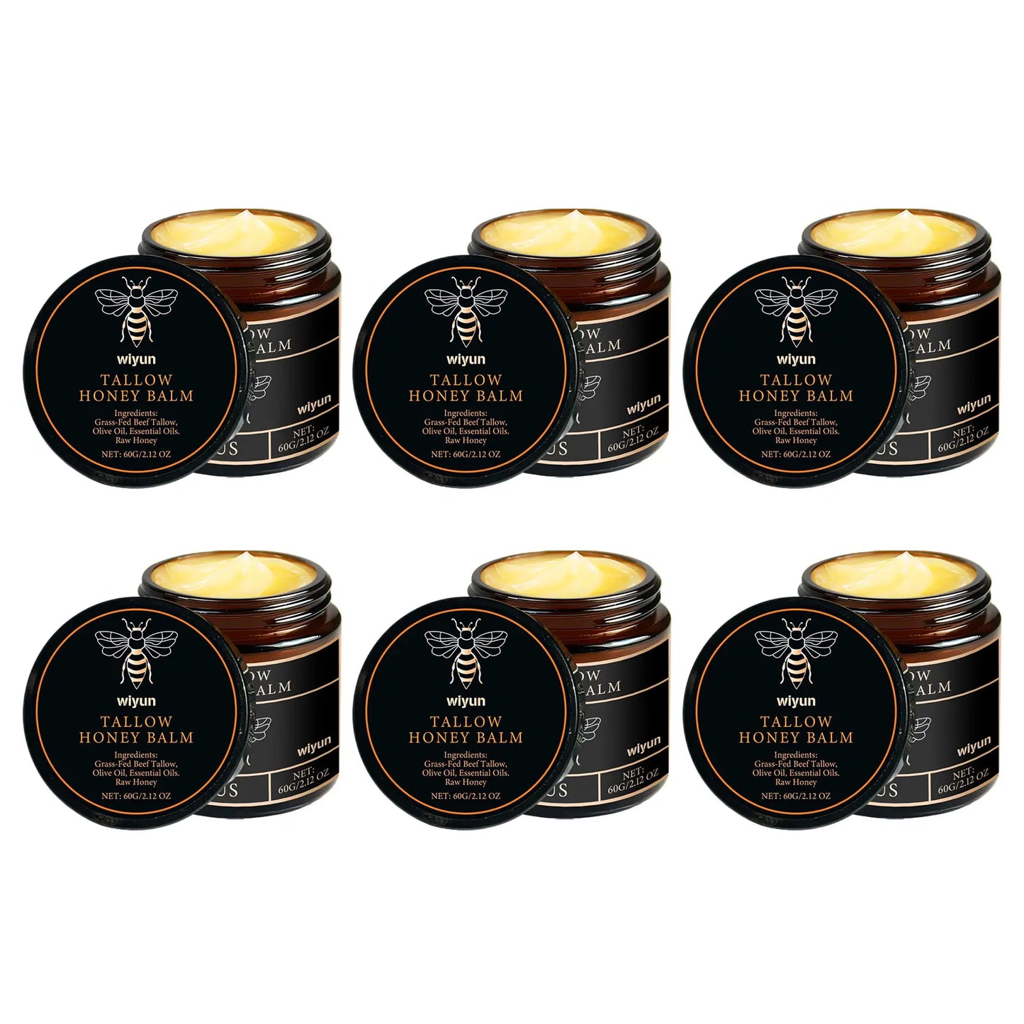 Organic Grass Fed Beef Tallow Balm Raw Honey Moisturizing Soft Improve Elasticity Long-Lasting Smooth Hydrating Cream Skin Care