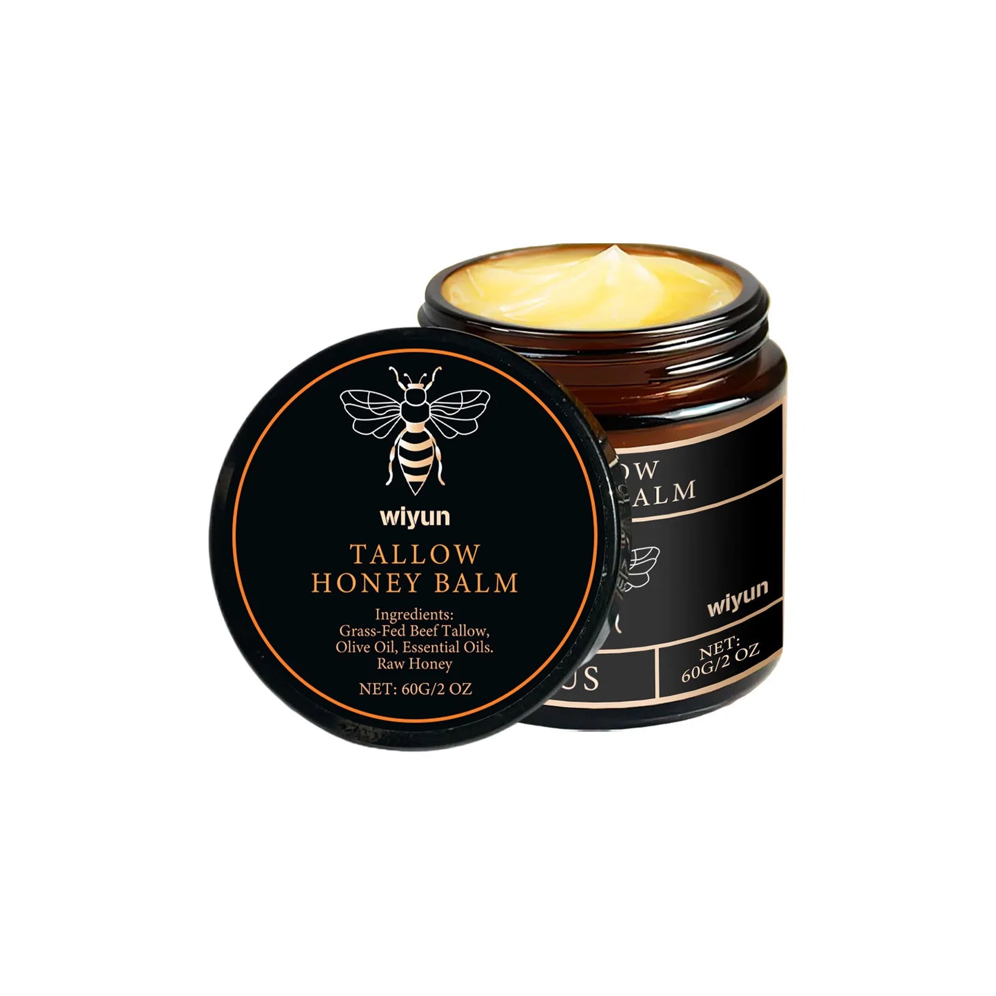 Organic Grass Fed Beef Tallow Balm Raw Honey Moisturizing Soft Improve Elasticity Long-Lasting Smooth Hydrating Cream Skin Care