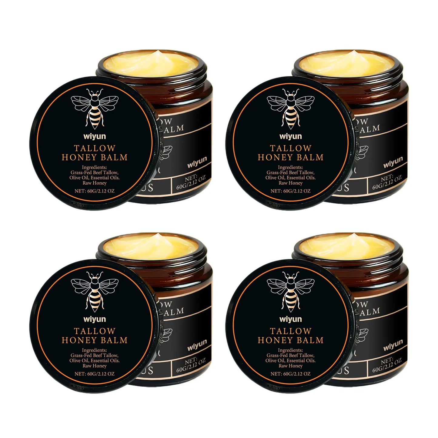Organic Grass Fed Beef Tallow Balm Raw Honey Moisturizing Soft Improve Elasticity Long-Lasting Smooth Hydrating Cream Skin Care